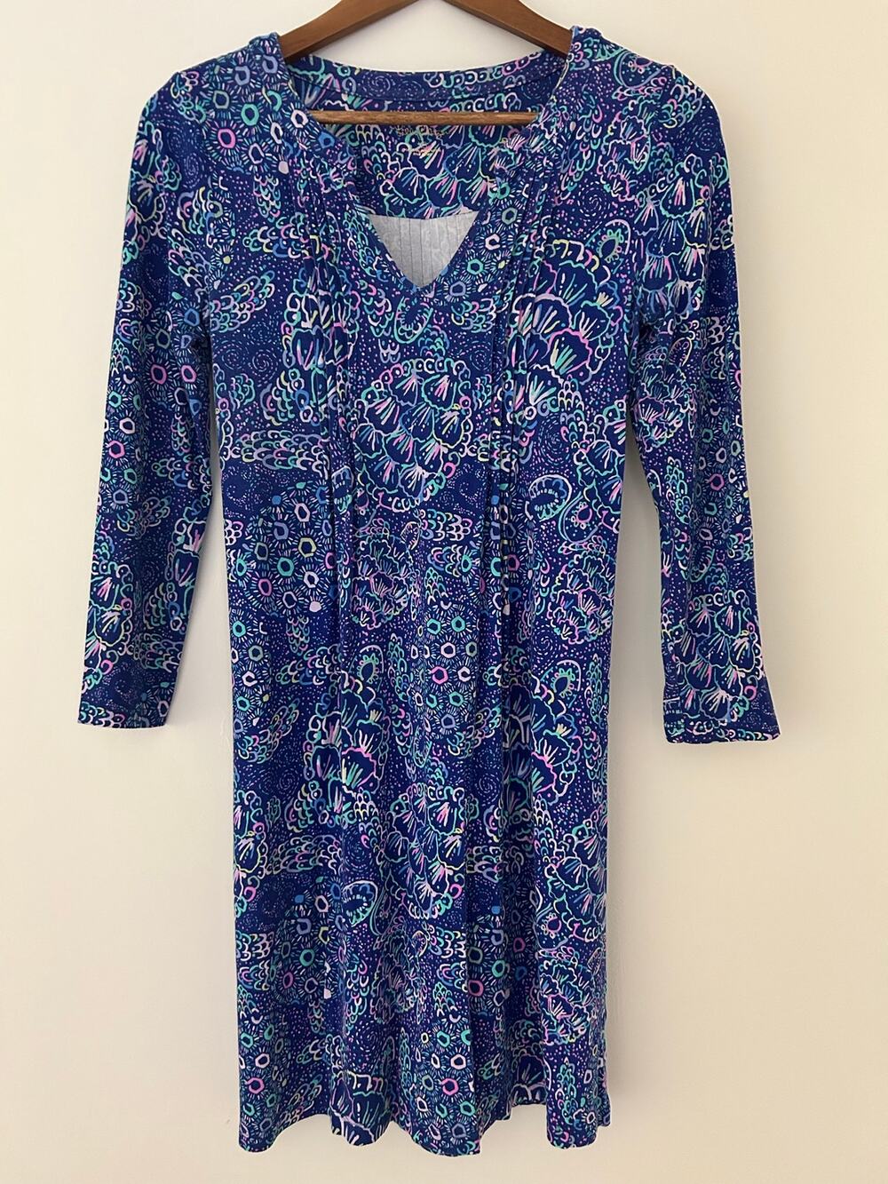 Lilly Pulitzer Aubrey UPF 50+ Dress In Lapis Lazuli Take It Slow Blue Turtle XS